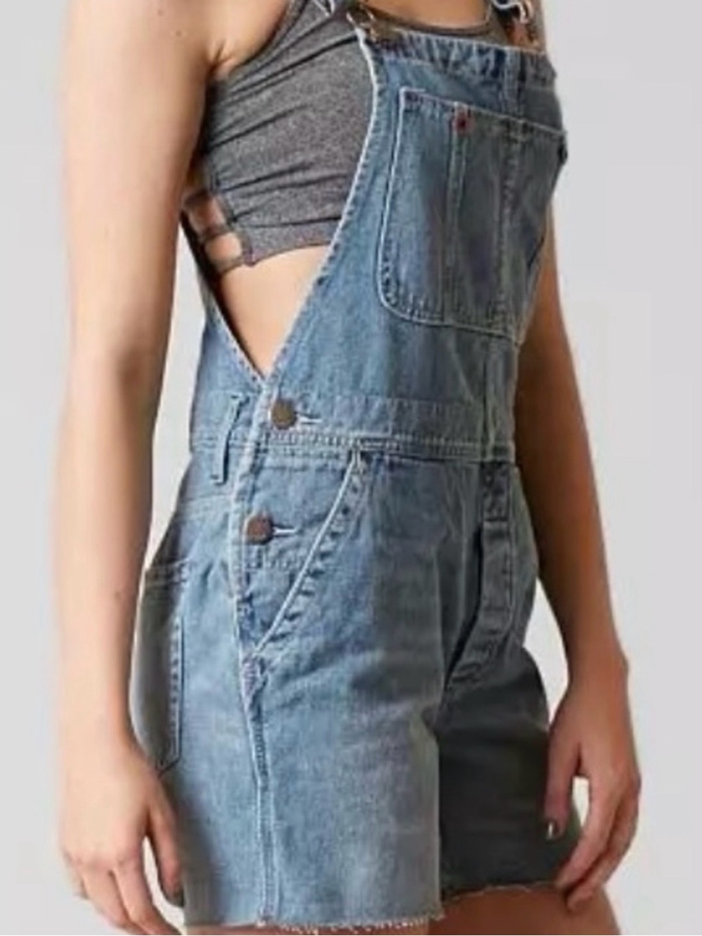 We the free “boyfriend” Blue Denim Short Overalls for Women